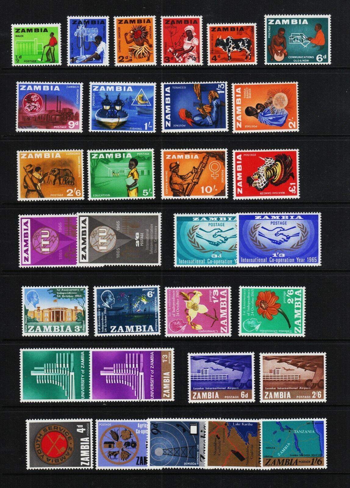 Zambia #4//j6 Mint Hinged 43 Different Stamps Scv $26.45