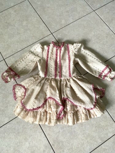 Vintage Martha’s Miniatures Lace Cream And Dusty Rose Dress Full Circle 5t