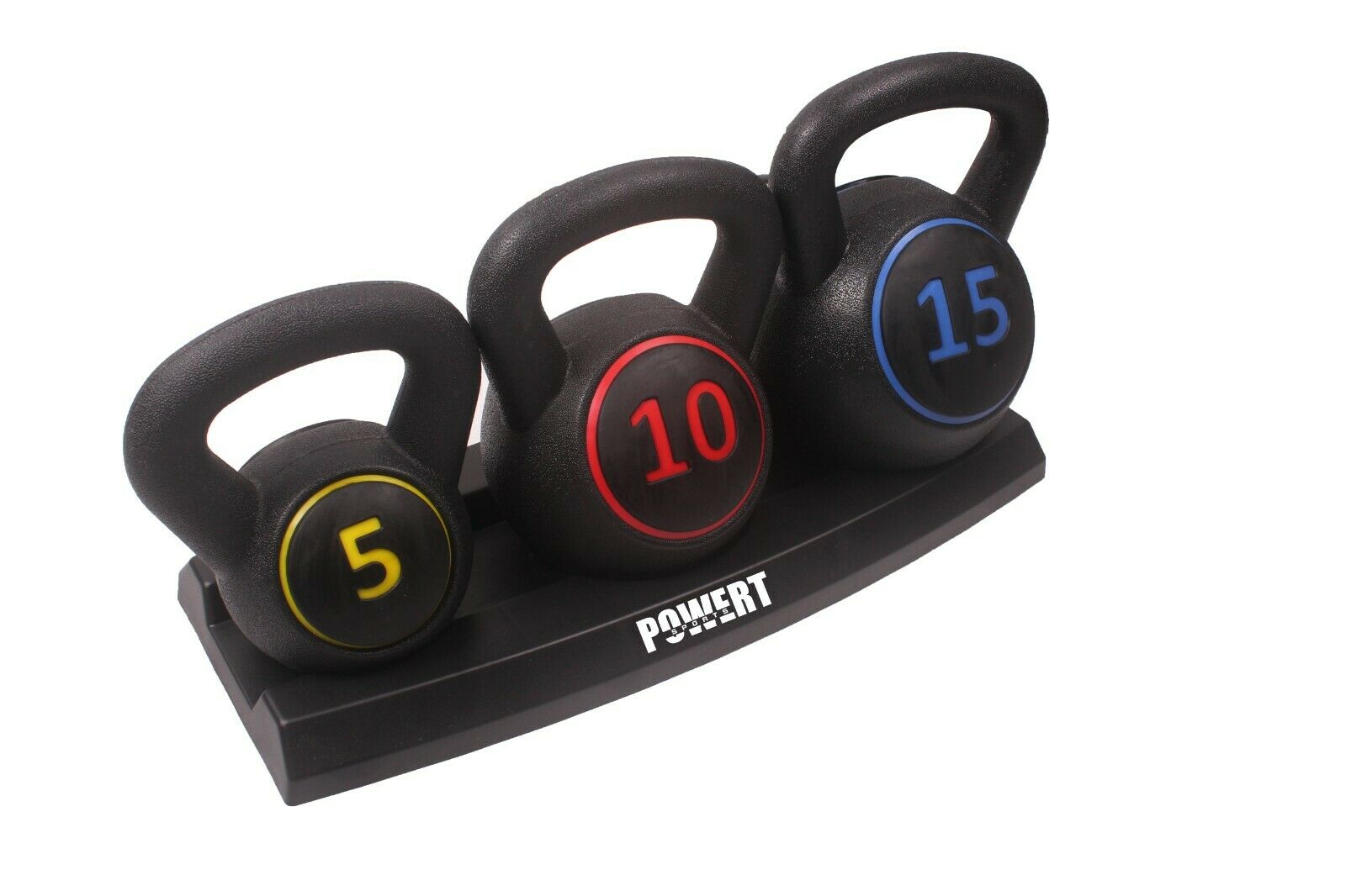 Powert 3-piece Kettlebell Set Fitness Strength Training Exercise Base Rack-30lbs