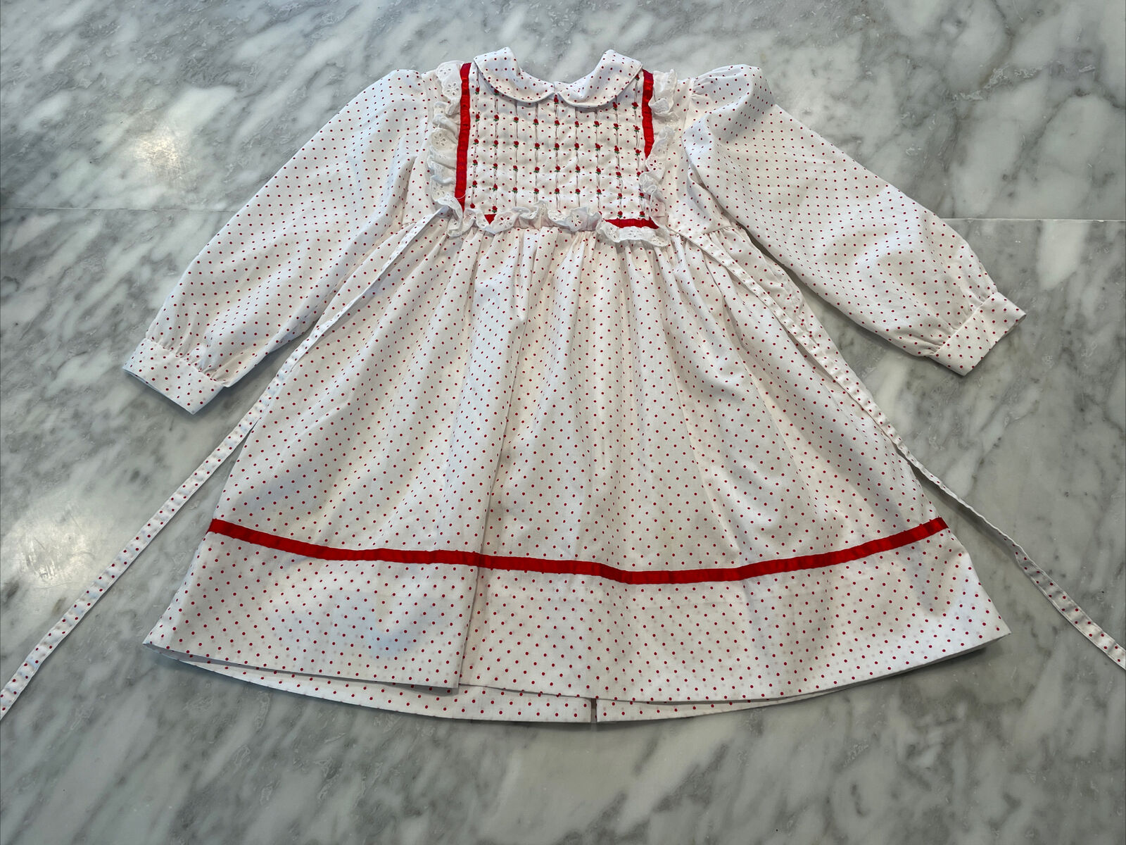 Polly Flinders Hand Smocked Vintage Cute Dress Girls Sz 6